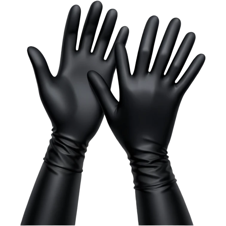 shiny black latex gloves on male hands emoji