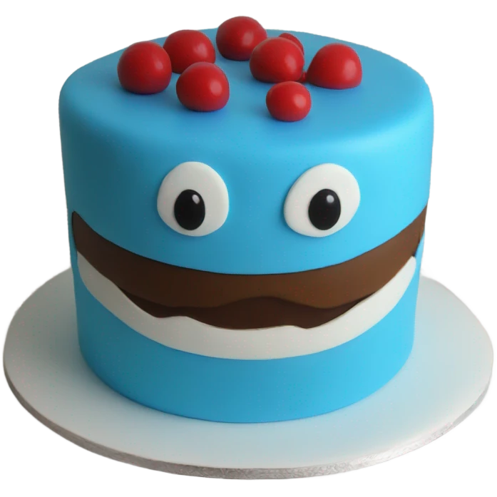Emoji cake with blue  emoji