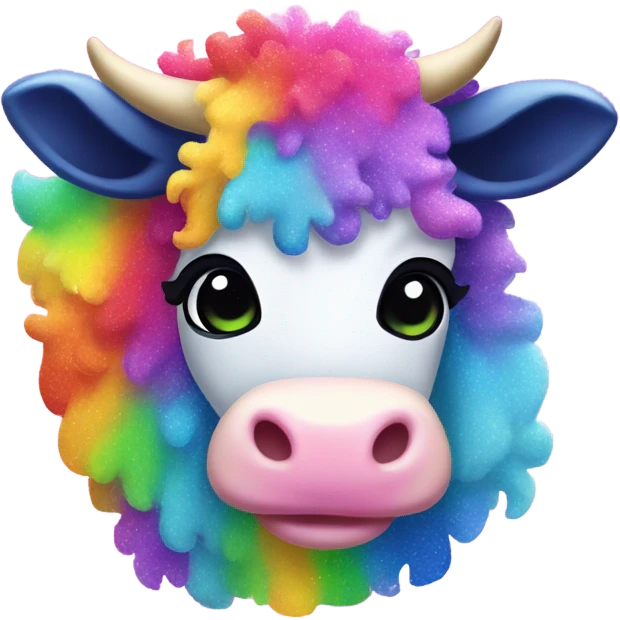 Lisa frank glitter rainbow fluffy cow emoji