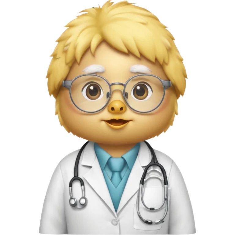 chick animal with glasses, wearing doctor uniform emoji