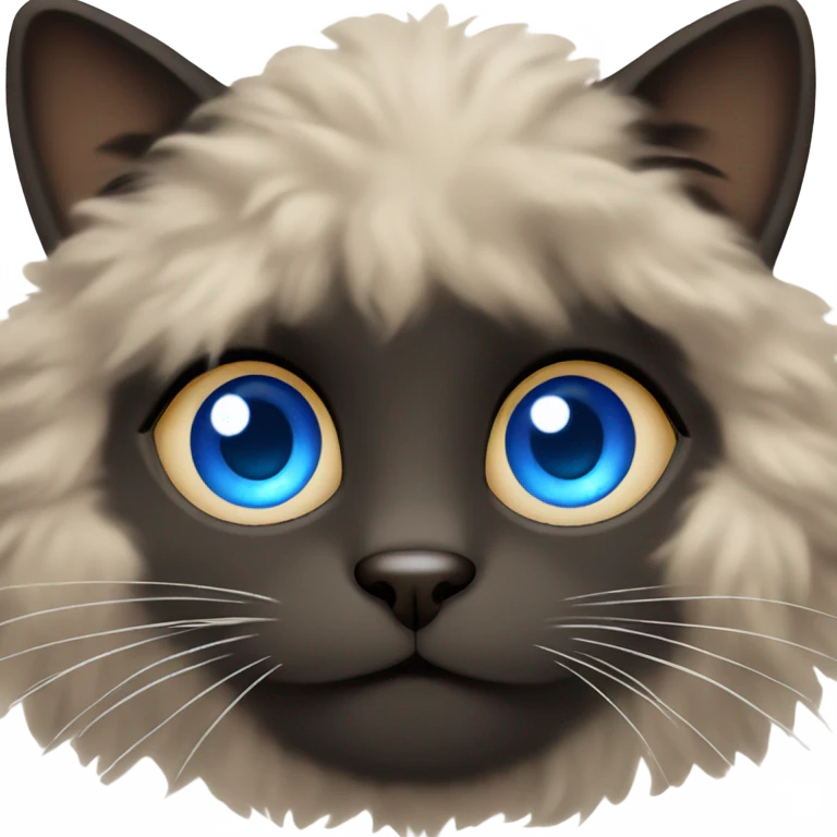fluffy black and brown cat with blue eyes  emoji