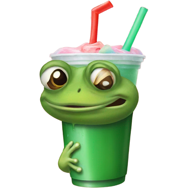 Frog drinking a slurpee emoji