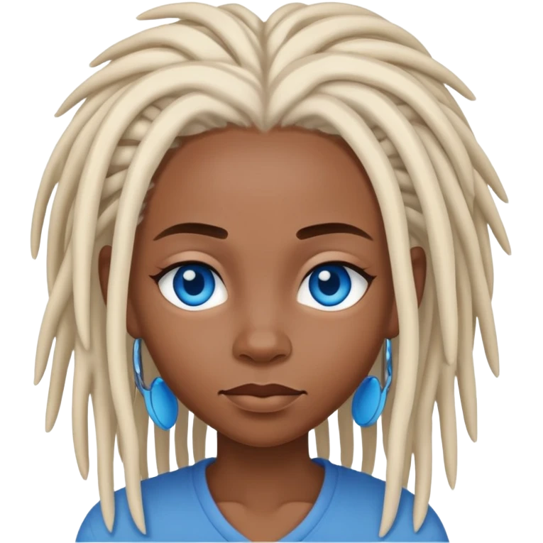 african american mae, white dreads, blue eyes emoji