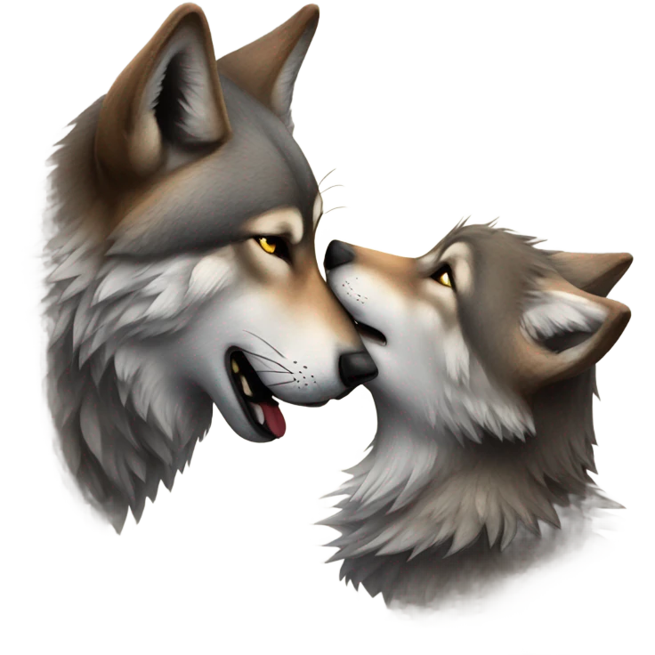 Wolf kissing another wolf emoji
