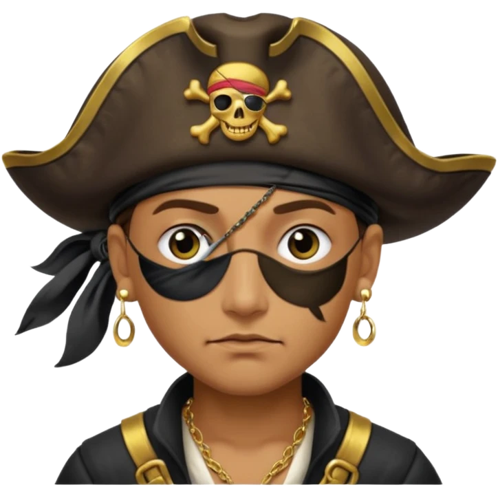 Eye patch pirate with earring, one eye covered
 emoji