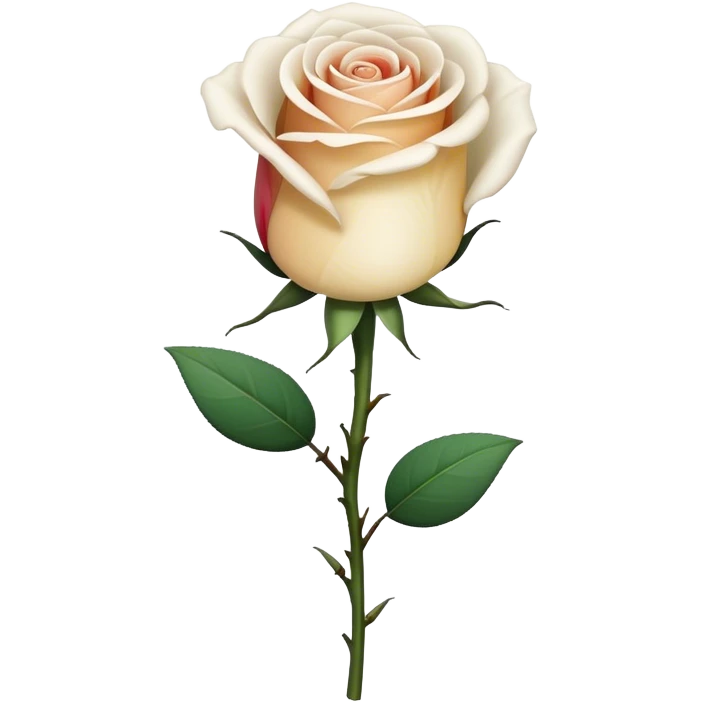 single Bi-Colored Tea White Rose Rose, straight stem emoji