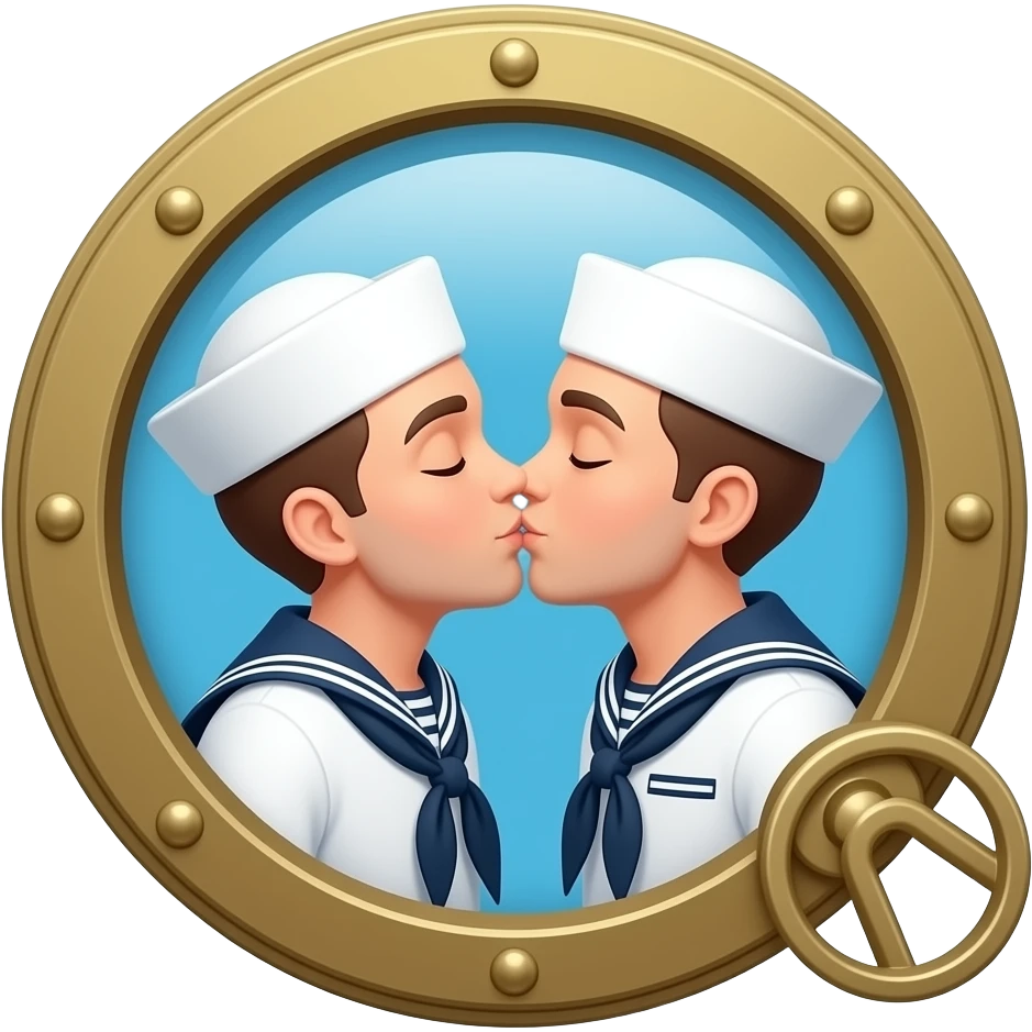 Porthole with sailors kissing emoji