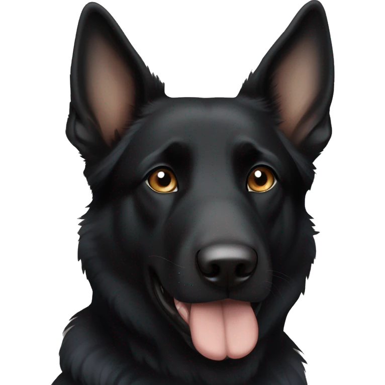 Black German shepherd dog one blue eye, one brown eye, white chest emoji