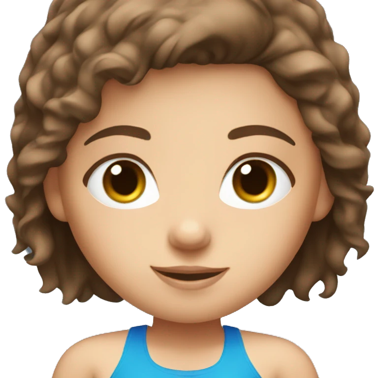 Young Girl with brown hair and blue eyes wearing a blue bikini emoji