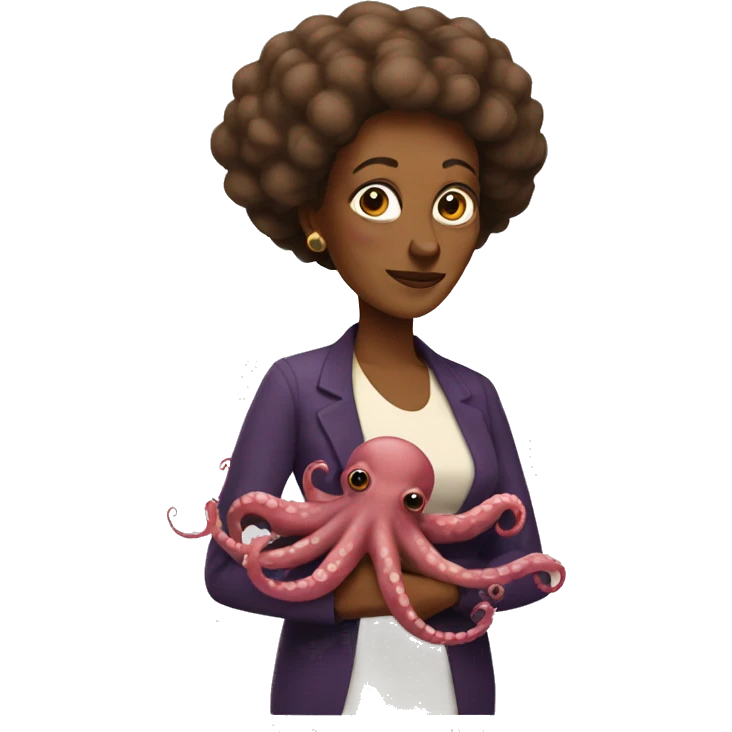 middle aged brown woman with big octopus arms emoji