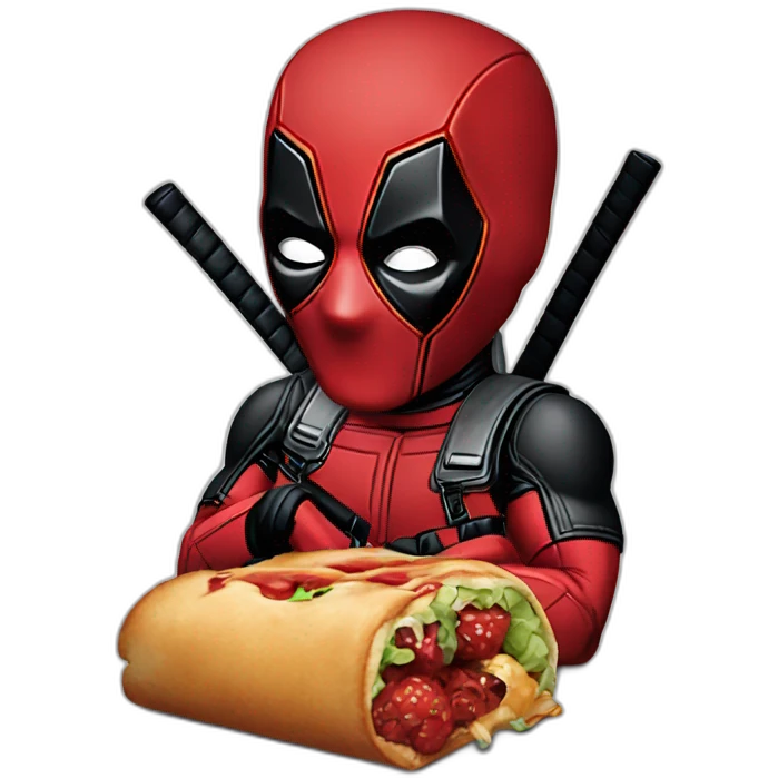 deadpool eating a chimichanga emoji
