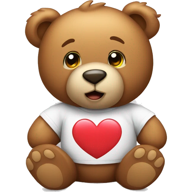 Teddy bear wearing a tshirt saying i love you emoji