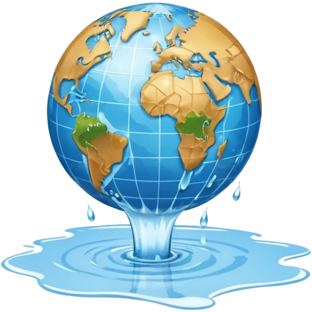globe in a puddle with a splash  emoji
