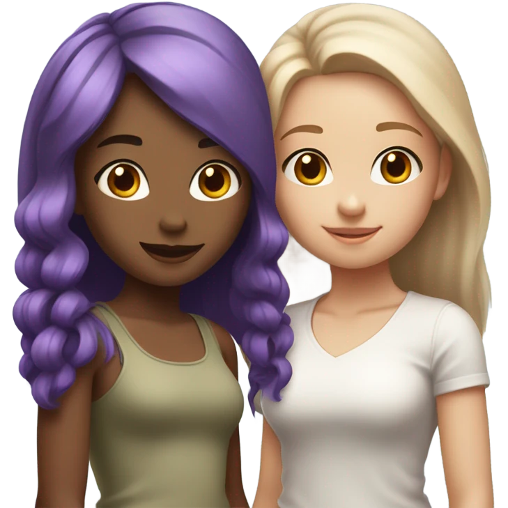 White tan girl with purple hair with a white girl with purple hair as besties emoji