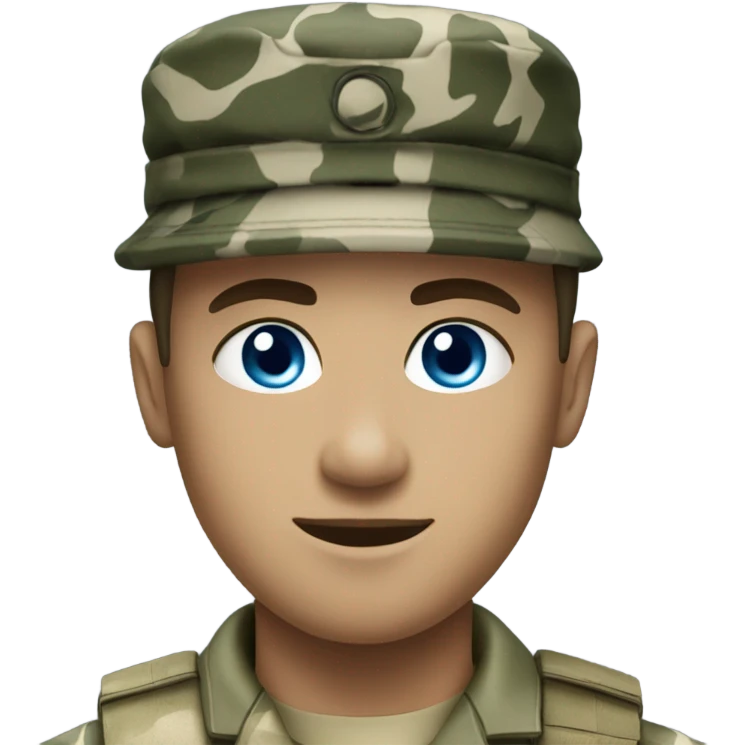 Army private white with blue eyes in camouflage  emoji