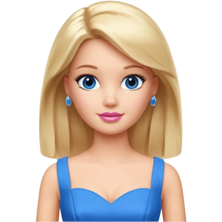barbie girl dress blue color, half body emoji