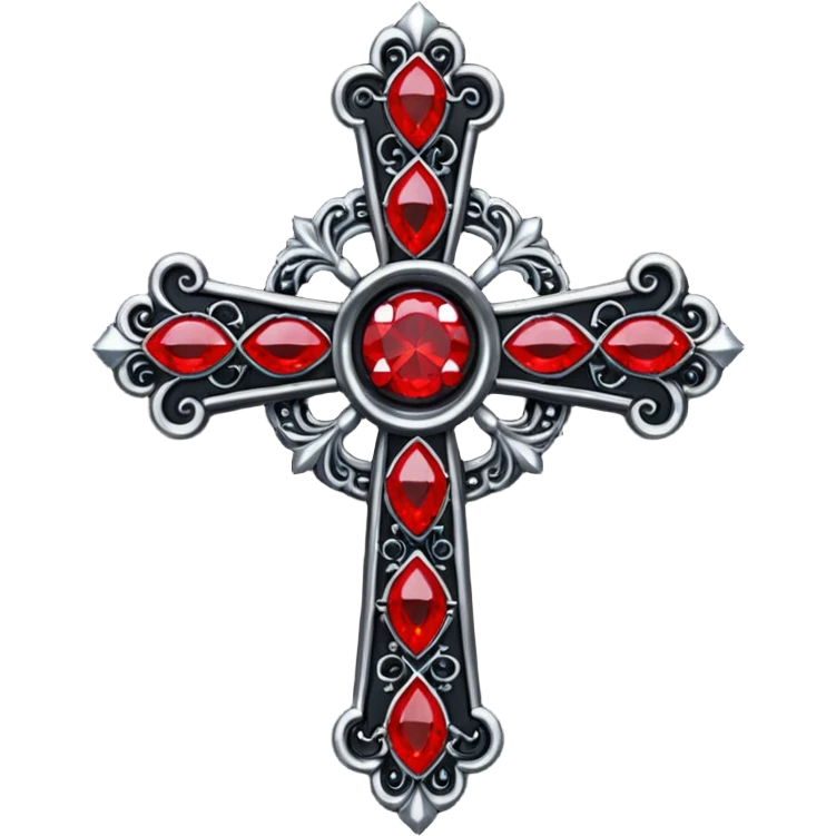 Black cross gothic with red gems emoji