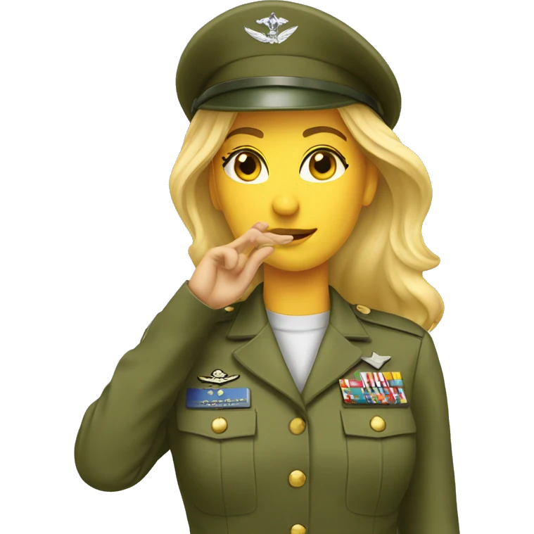 Blonde female military officer saluting emoji