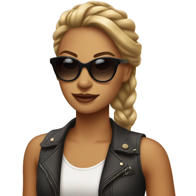 stylish girlwith sunglasses and car emoji