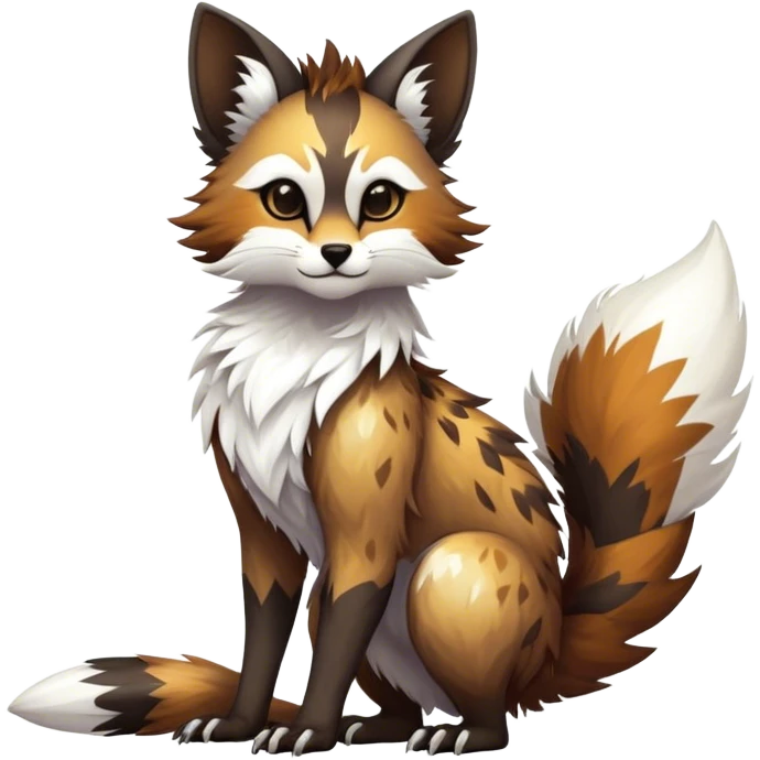 Epic Feral Rare Fantasy shiny edgy cool fluffy Vernid-Trico-species-hybrid-animal by LiLaiRa, random markings, tufted tail, tufted ears, full body emoji