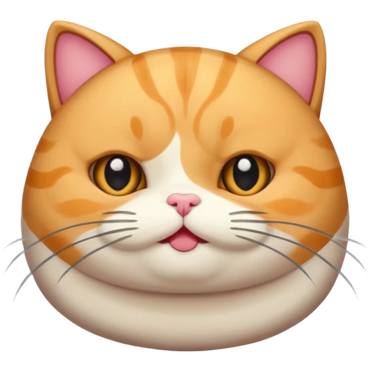 A super chubby, kitschy cat sticker with adorable whiskers and super cute eyes.
 emoji