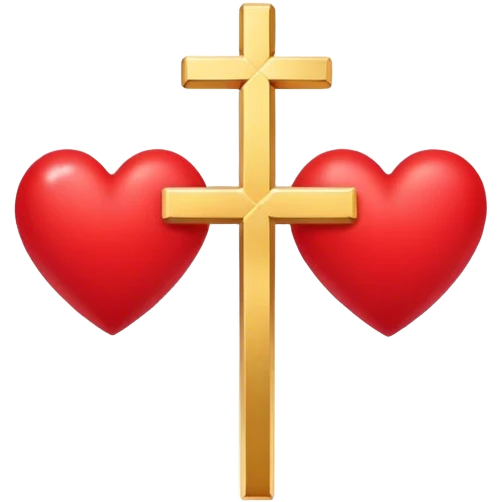 Two red  hearts connected by a simple gold cross  emoji