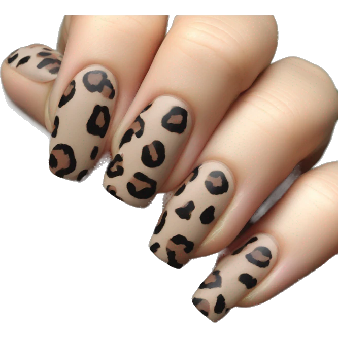 muted leopard print nails emoji