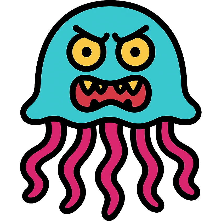 A scary crazy jellyfish emoji