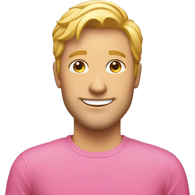 blonde smiling man pink shirt emoji