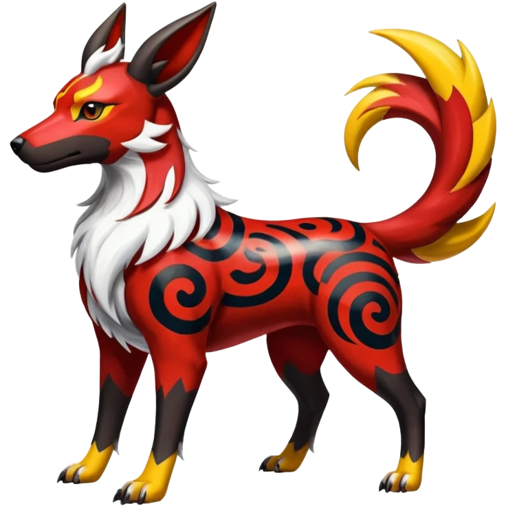Shiny colorful Oriental painted marked patterned Asian beautiful elegant extravagant extraordinary Houndoom-Electrike-Zangoose-fusion emoji