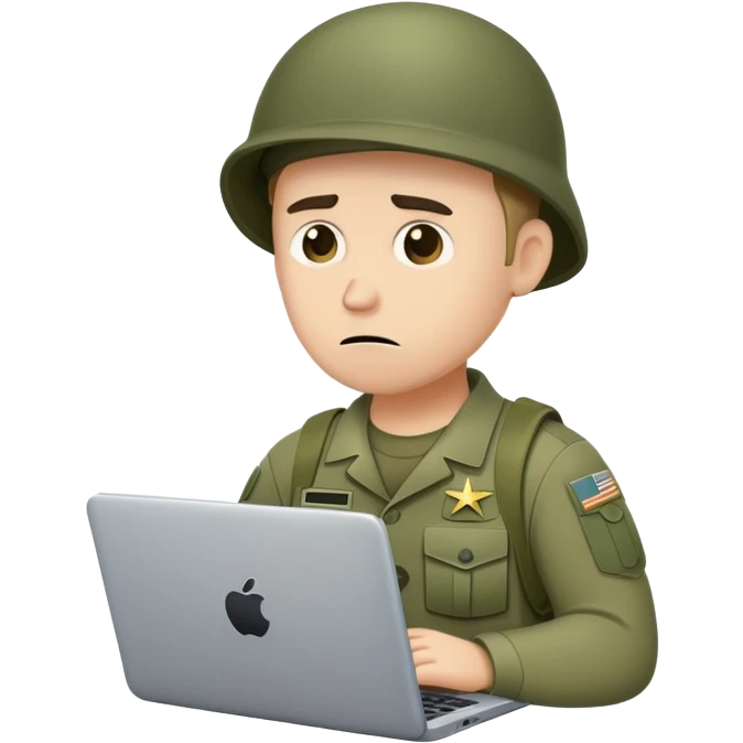 Army dude with sad laptop  emoji