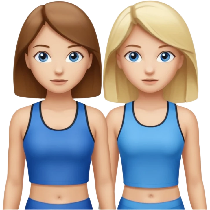 two girls in gym wear one with brown hair one with blonde hair and blue eyes emoji