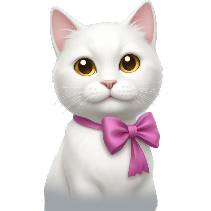 White cat with a bow emoji