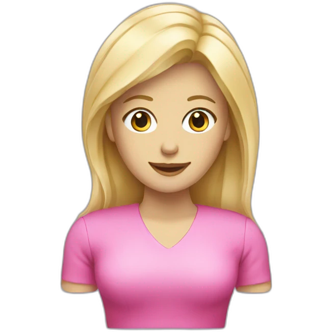 a blond woman with a pink computer emoji