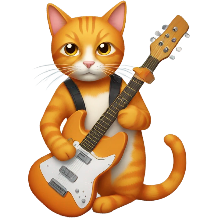 Orange cat with a guitar  emoji