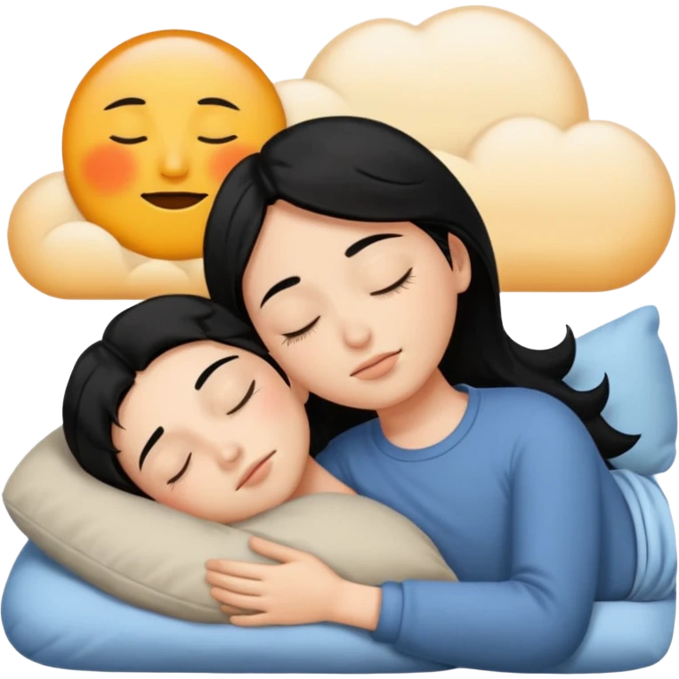 sleeping person With hair black He feels emoji