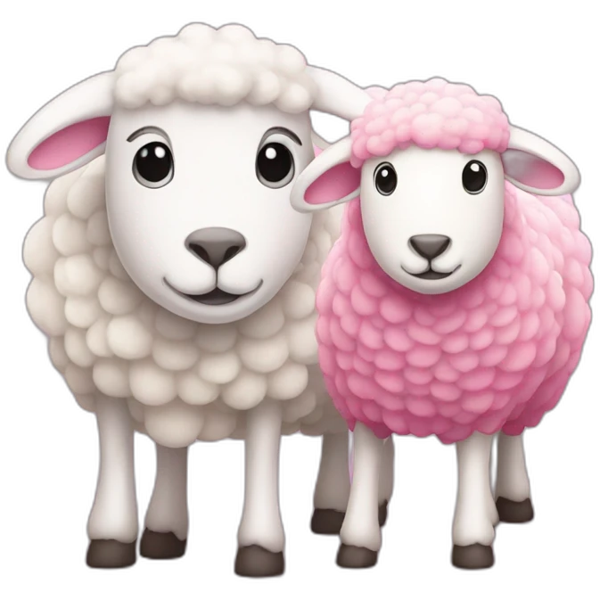 Pink sheep and white sheep emoji