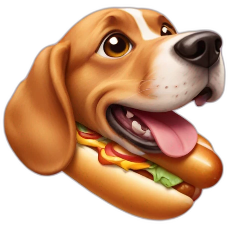 Dog eating hotdog emoji