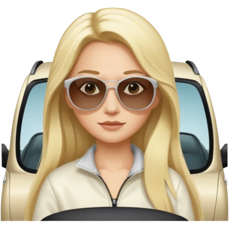 White. Rav 4 . Sexy. Female.long blond hair. Sunglasses  emoji