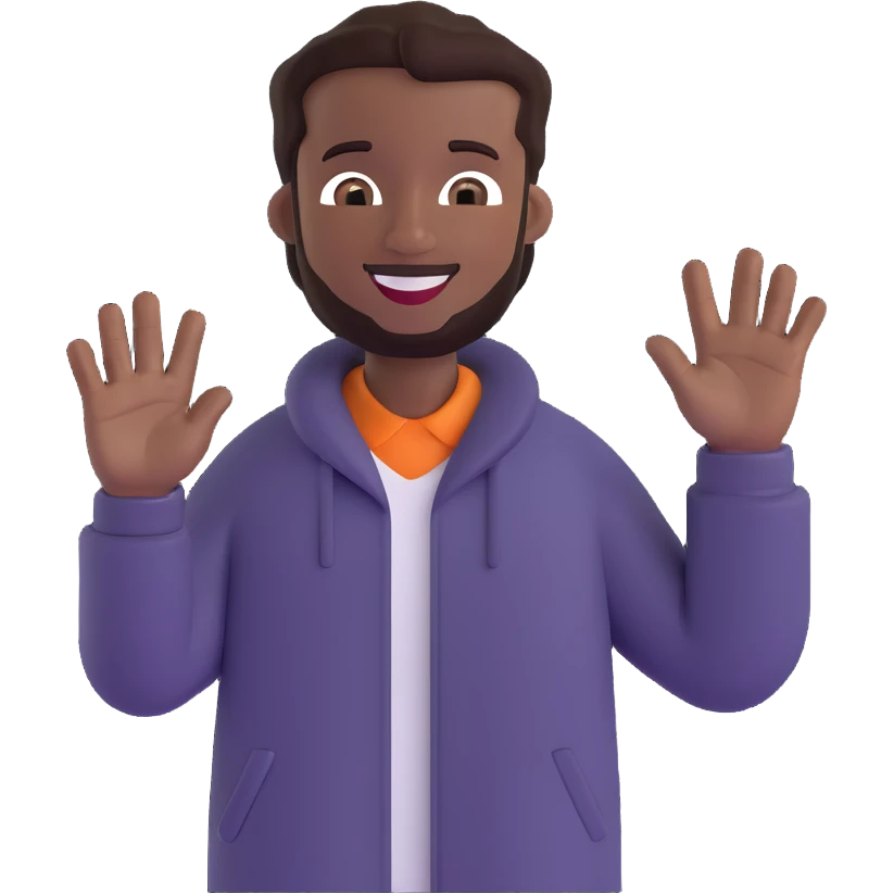 Black man with grills, waving hi emoji