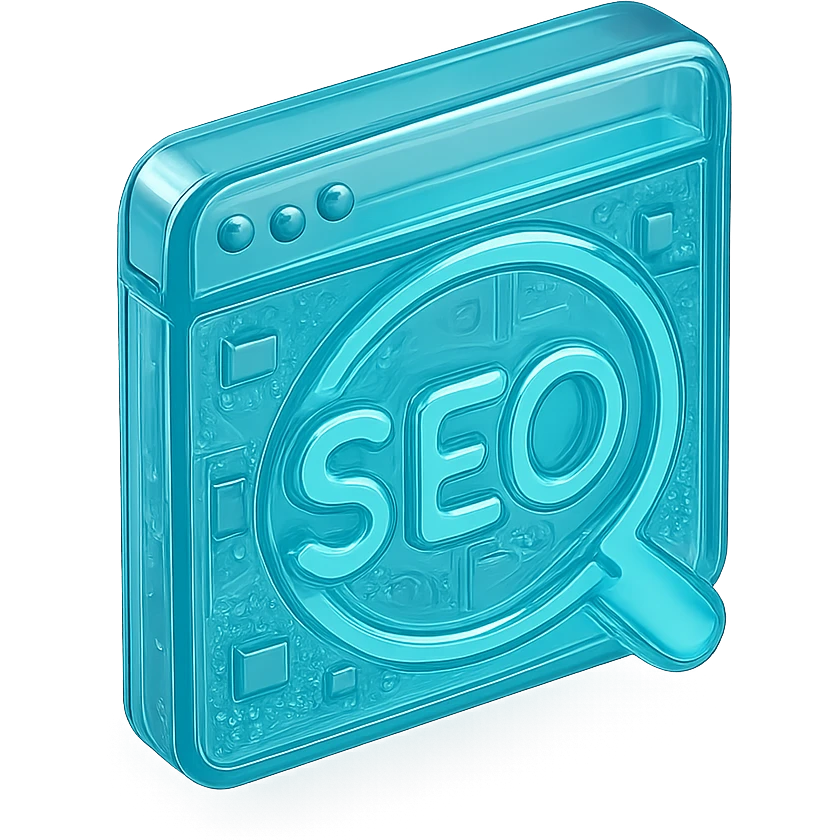 SEO Optimization Icon, cyan blue emoji