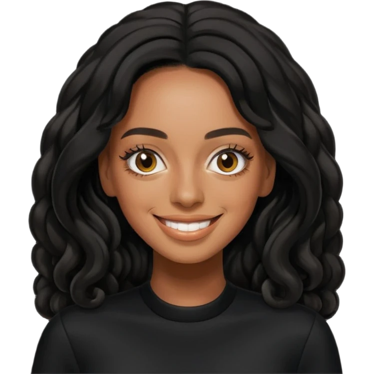 Solange, black long hair, black outfit emoji