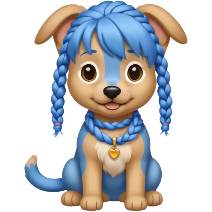 blue braided haired dog emoji