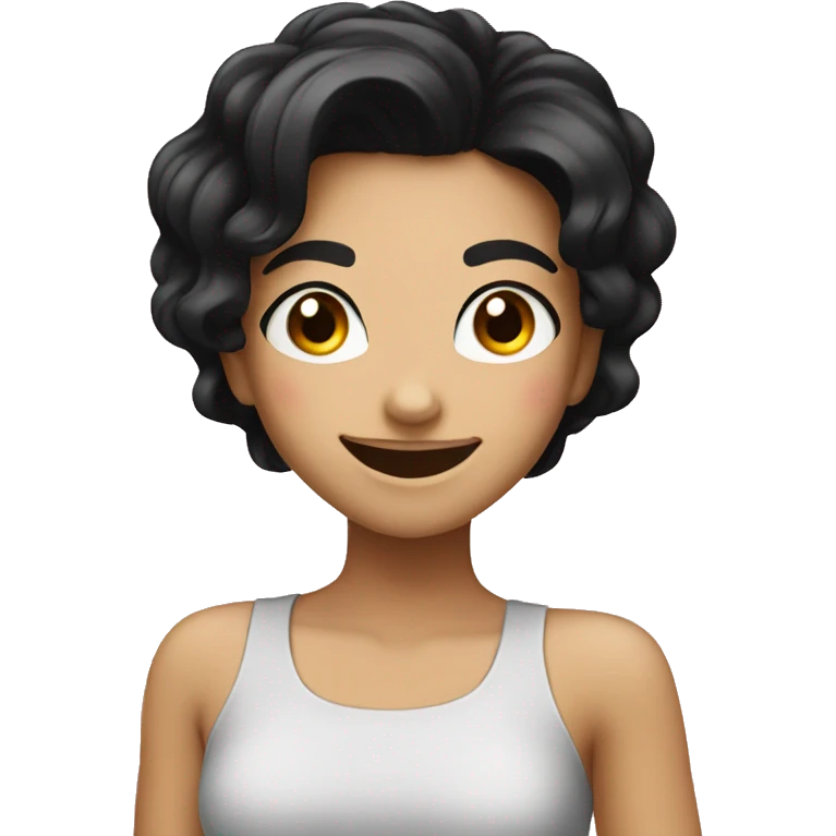 smiling girl with black hair winking emoji