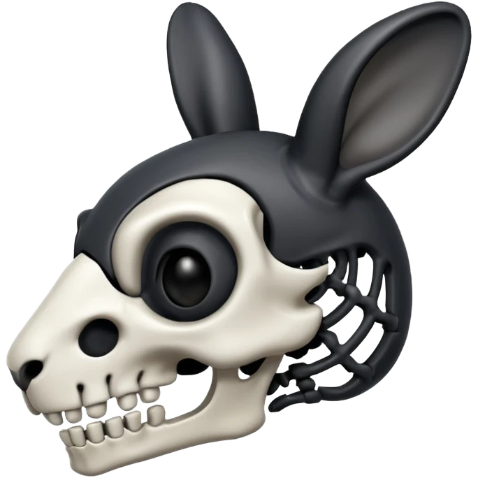 Tête de lapin squelette noire de profil avec des G à la place des yeux  emoji