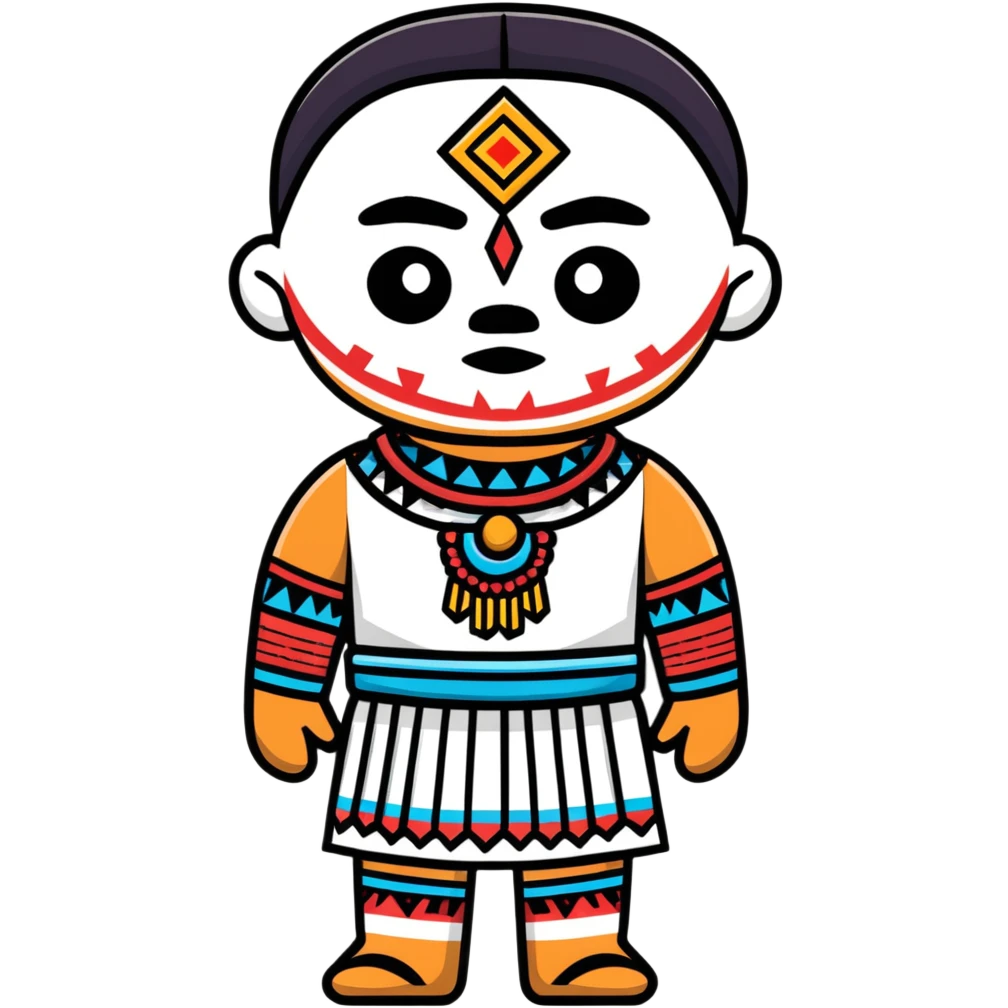 Toltec person with face paint and traditional attire emoji