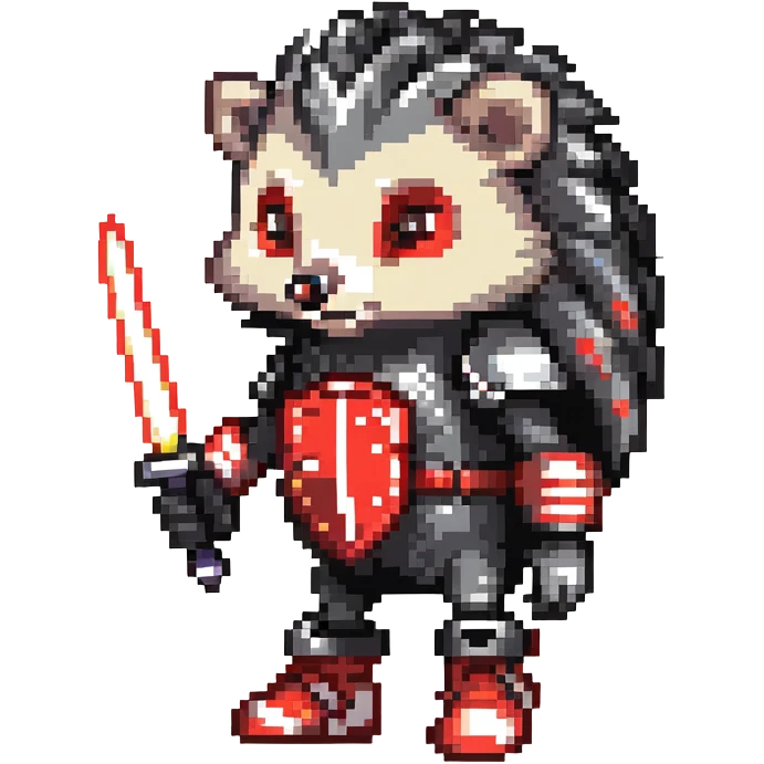 black and red hedgehog with glowing hover shoes and red stripes, standing ready for battle on metallic platforms with neon lights, dark industrial background, mysterious and edgy emoji