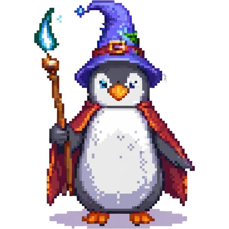 penguin wizard casting a spell emoji