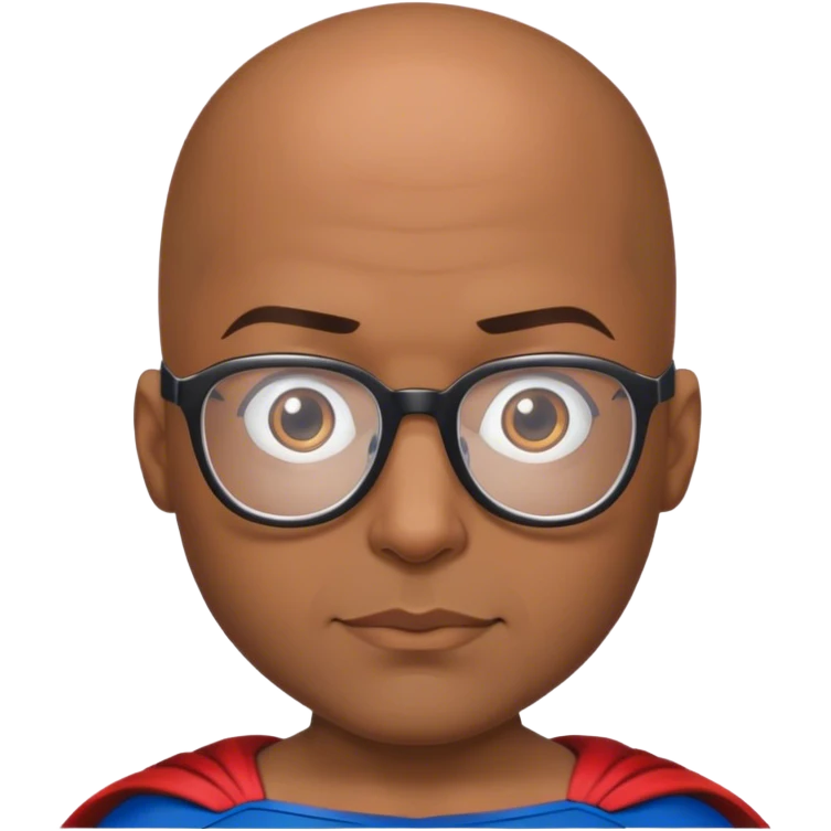 Brown skin superman bald with glasses emoji