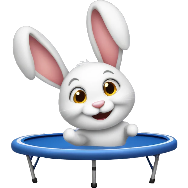 A bunny on a trampoline smiling  emoji